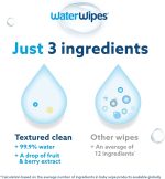 WaterWipes Plastic-Free Textured Clean, Toddler & Baby Wipes, 99.9% Water Based Wipes, Unscented & Hypoallergenic for Sensitive Skin, 240 Count (4 packs), Packaging May Vary - Image 3
